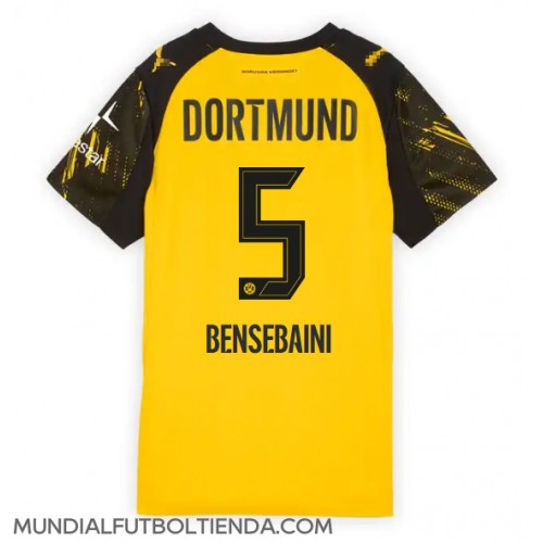 Camiseta Borussia Dortmund Ramy Bensebaini #5 Primera Equipación Replica 2025-26 para mujer mangas cortas